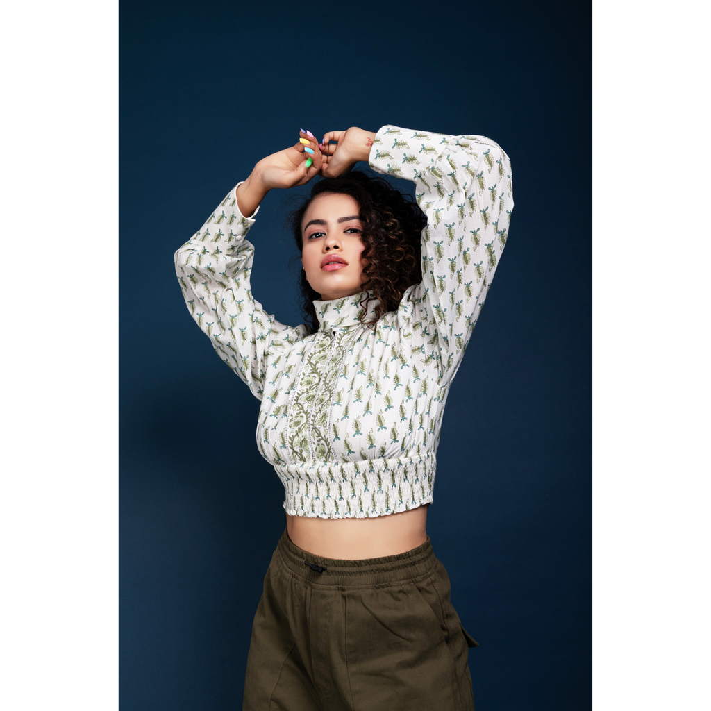 Go With The Flow Printed High Neck Top