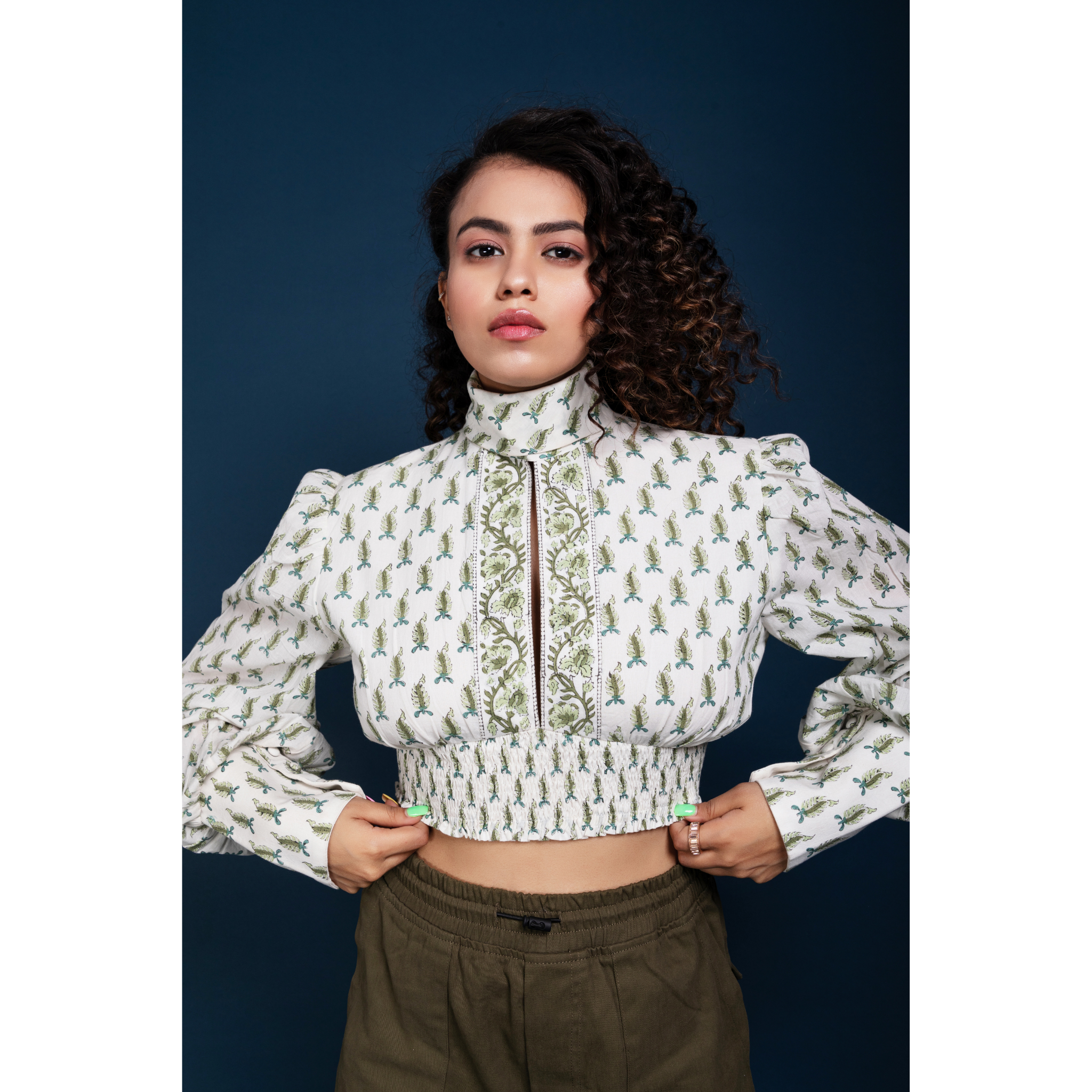 Go With The Flow Printed High Neck Top