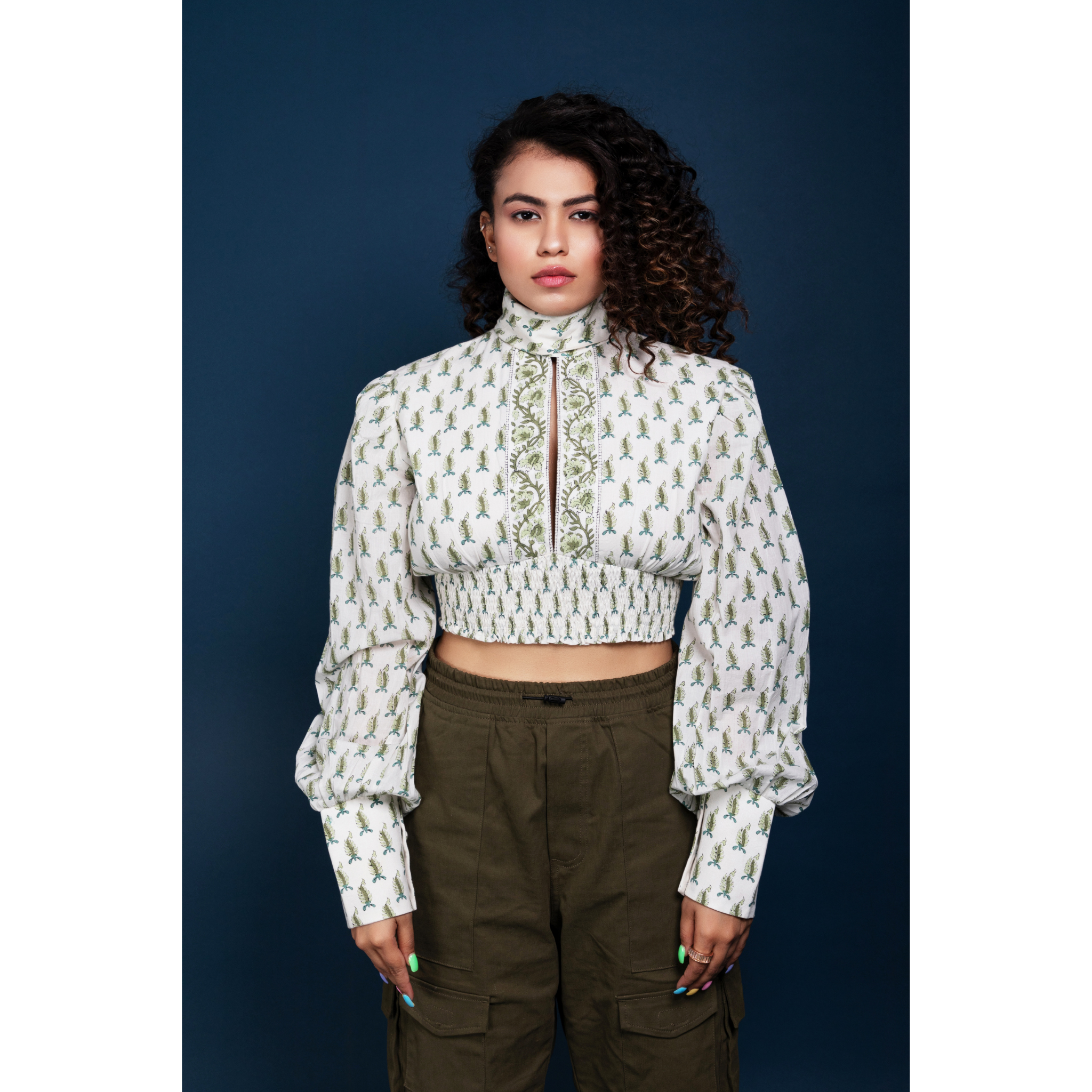 Go With The Flow Printed High Neck Top